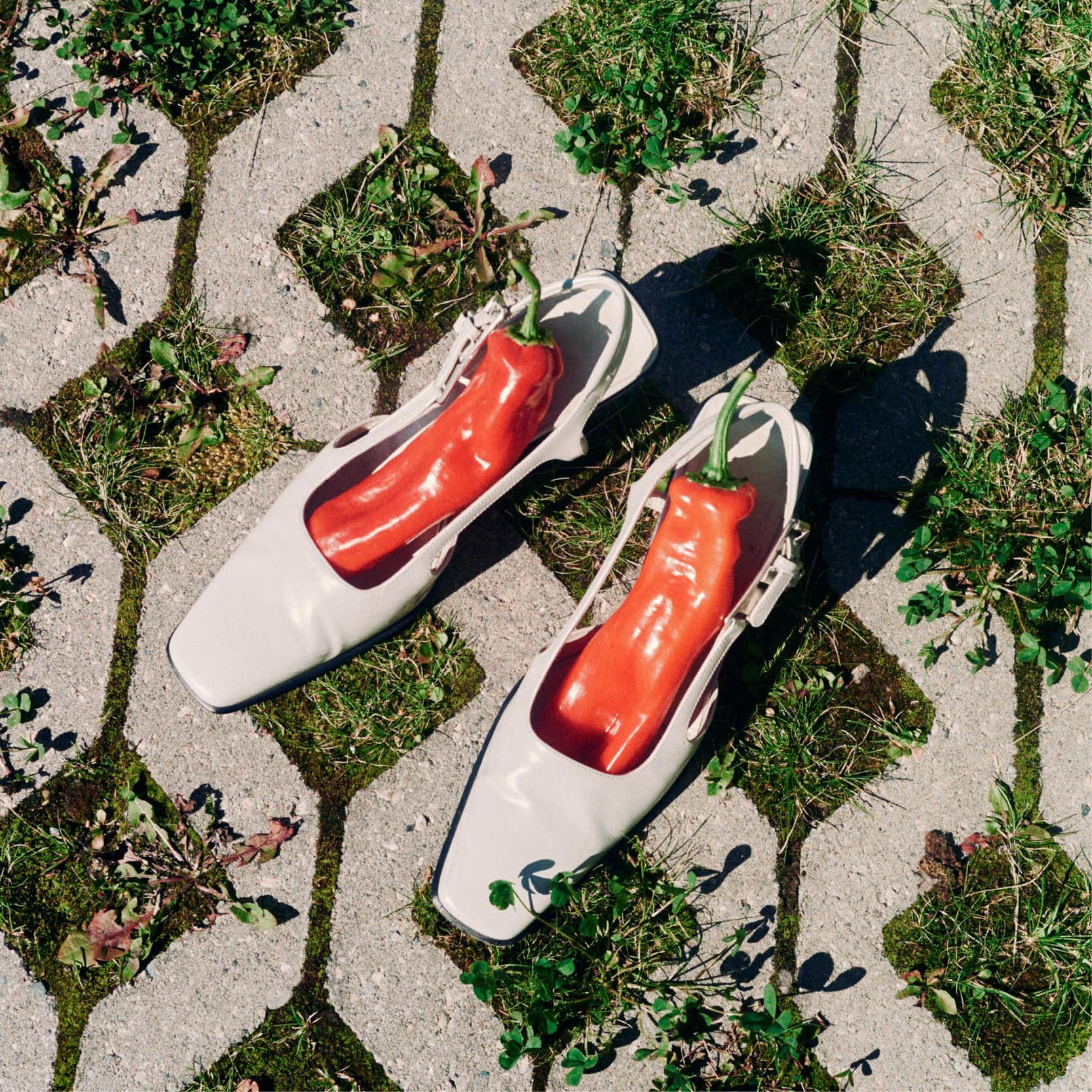 Shoes with hot peppers